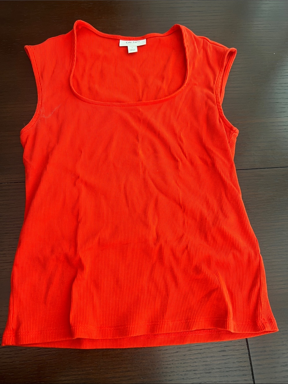On 34th Bright Red Ribbed Scoop Tank